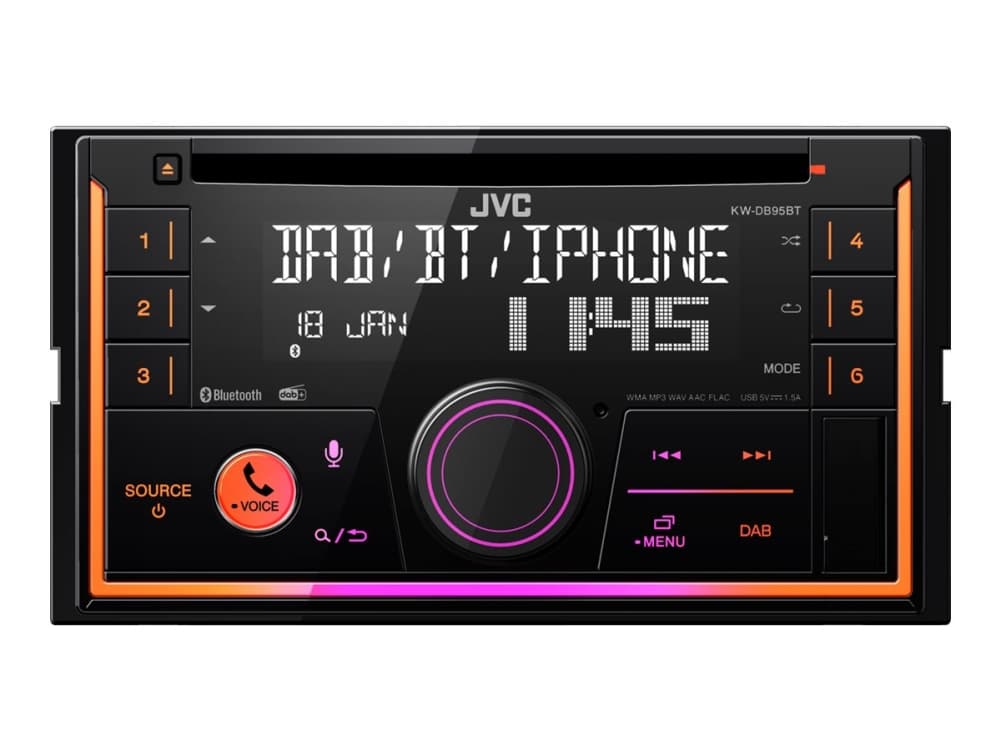 JVC KW-DB95BT - Auto - CD-vastaanotin - korvakäytävään asennettava - Double-DIN - 50 wattia x 4 kpl