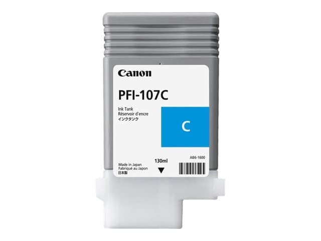 Canon PFI-107 C - 130 ml - syaani - alkuperäinen - mustesäiliö - imagePROGRAF iPF670, iPF680, iPF680, iPF685, iPF770, iPF780, iPF785:lle