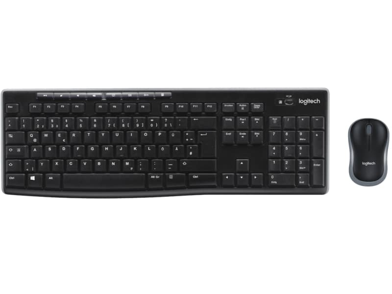 Logitech MK270, Täysikokoinen (100 %), Langaton, Langaton RF, QWERTY, musta, Sisältää hiiren
