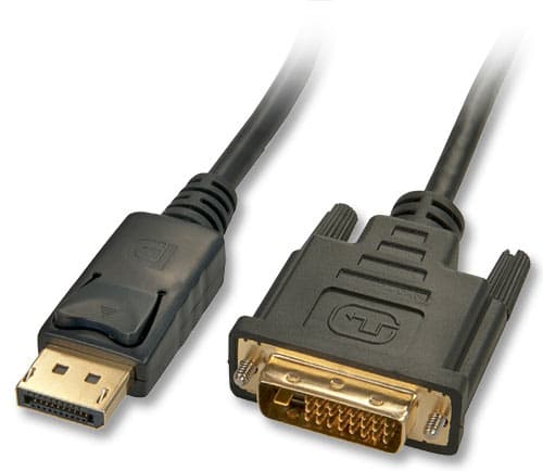 Lindy 41490, 1 m, DVI-D, DisplayPort, Guld, 2,7 Gbit/sek., Sort