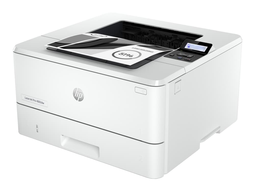HP LaserJet Pro 4002dw -tulostin, Mustavalkoinen, Tulostin varten Pienet ja keskikokoiset yritykset, Tulostus, kaksipuolinen tulostus nopea ensimmäisen sivun tulostus pieni koko energiaa säästävä vahva suojaus kaksikaistainen Wi-Fi, Laser, 1200 x 1200 DPI, A4, 40 ppm, Kaksipuolinen tulostus, Valkoinen