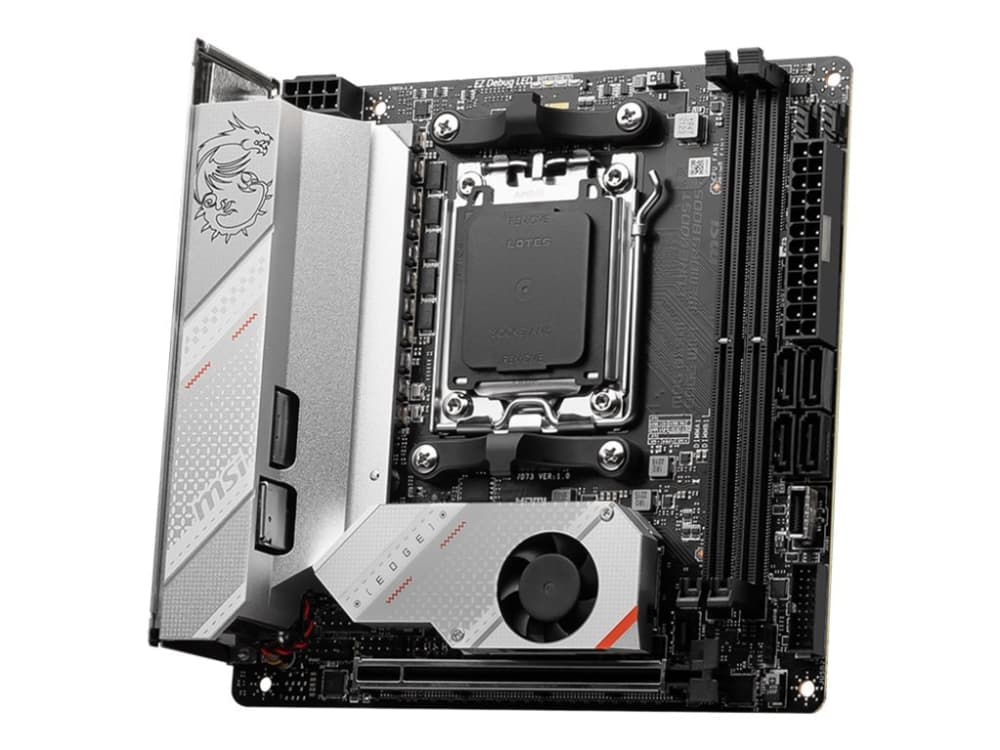 MSI MPG B650I EDGE WIFI - Emolevy - mini ITX - Socket AM5 - AMD B650 piirisarja - USB 3.2 Gen 1, USB 3.2 Gen 2, USB-C 3.2 Gen2, USB-C 3.2 Gen 2x2 - 2.5 Gigabit LAN, Wi-Fi, Bluetooth - sisäinen grafiikka (CPU tarvitaan) - HD-ääni (8-kanavainen)