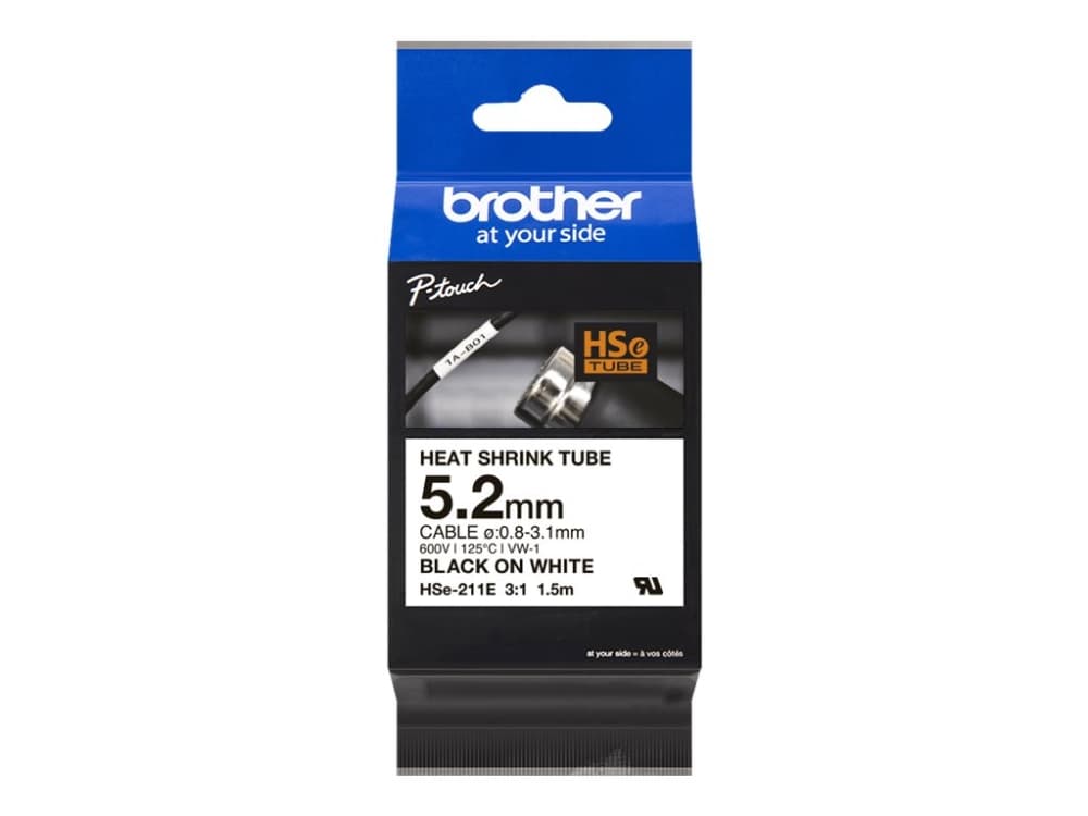 Brother HSE211E, Musta, Valkoinen, Brother, 5,2 mm, 1,5 m, 1 kpl