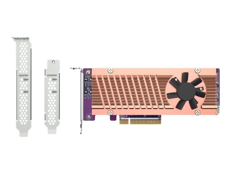 QNAP QM2-2P-384A, PCIe, M.2, PCIe 3.0, Ruskea, Harmaa, NAS / Storage server, Aktiivinen