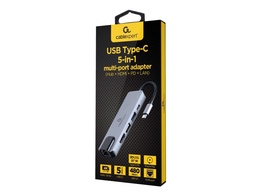 Cablexpert A-CM-COMBO5-04 - Telakointiasema - USB-C 3.1 - HDMI - GigE