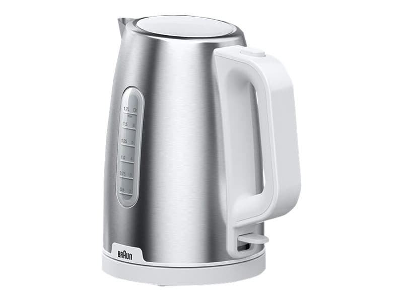 Braun WK 1500, 1,7 L, 2200 W, Ruostumaton teräs, Valkoinen, Veden tason ilmaisin, Ylikuumenemissuoja