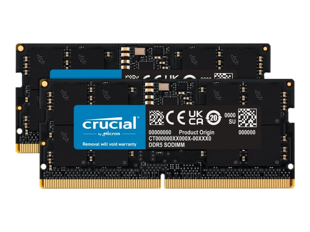 Crucial 32GB paketti DDR5-5600 (2x16GB) SODIMM CL46 (16Gbit)