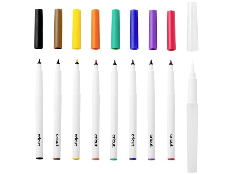 Cricut akvarellikynät ja siveltimet, 9 kpl:n setti Vihreä, sininen, violetti, punainen, musta, ruskea, keltainen ja oranssi