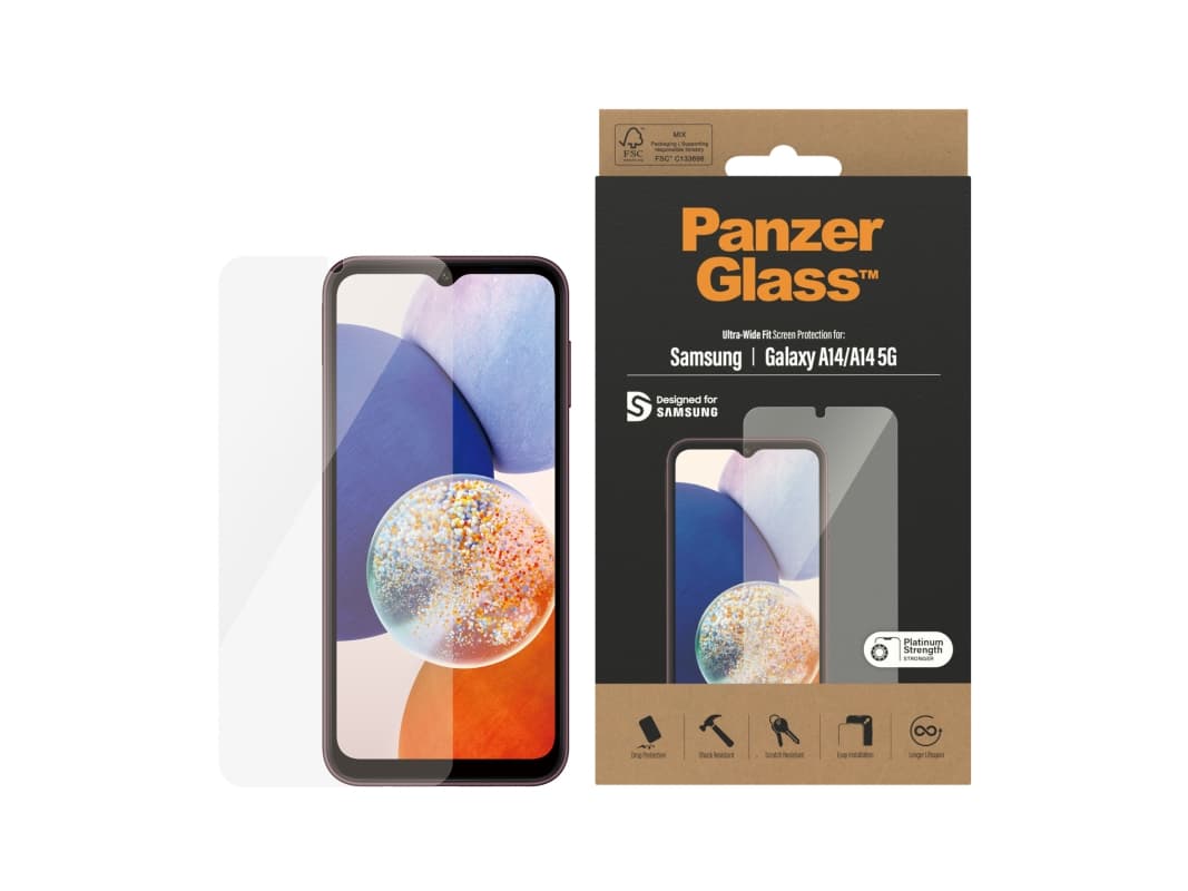 PanzerGlass™ | Matkapuhelimen näytönsuoja - Ultra-Wide Fit | Samsung Galaxy A14/A14 5G