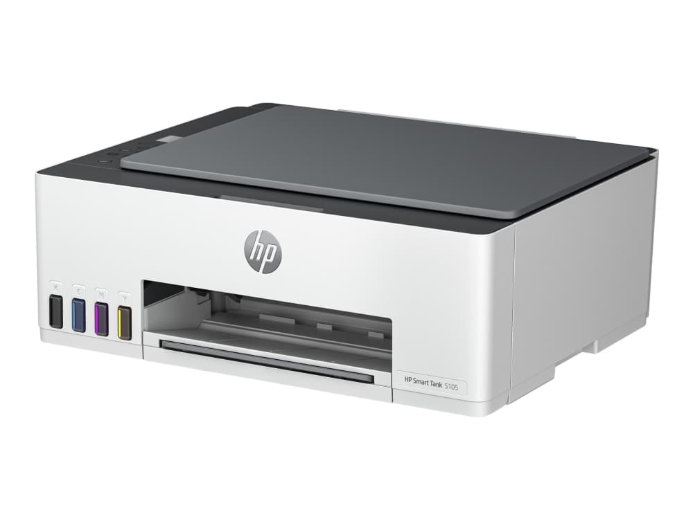 HP Smart Tank 5105 All-in-One -tulostin, Väri, Tulostin varten Koti ja kotikonttorit, Tulosta, kopioi, skann, Langaton suuri tulostimen säiliö tulostus älypuhelimelta tai tabletilta skannaus PDF-tiedostoksi, Lämpömustesuihkutulostin, Väritulostus, 4800 x 1200 DPI, A4, Suoratulostus, Valkoinen