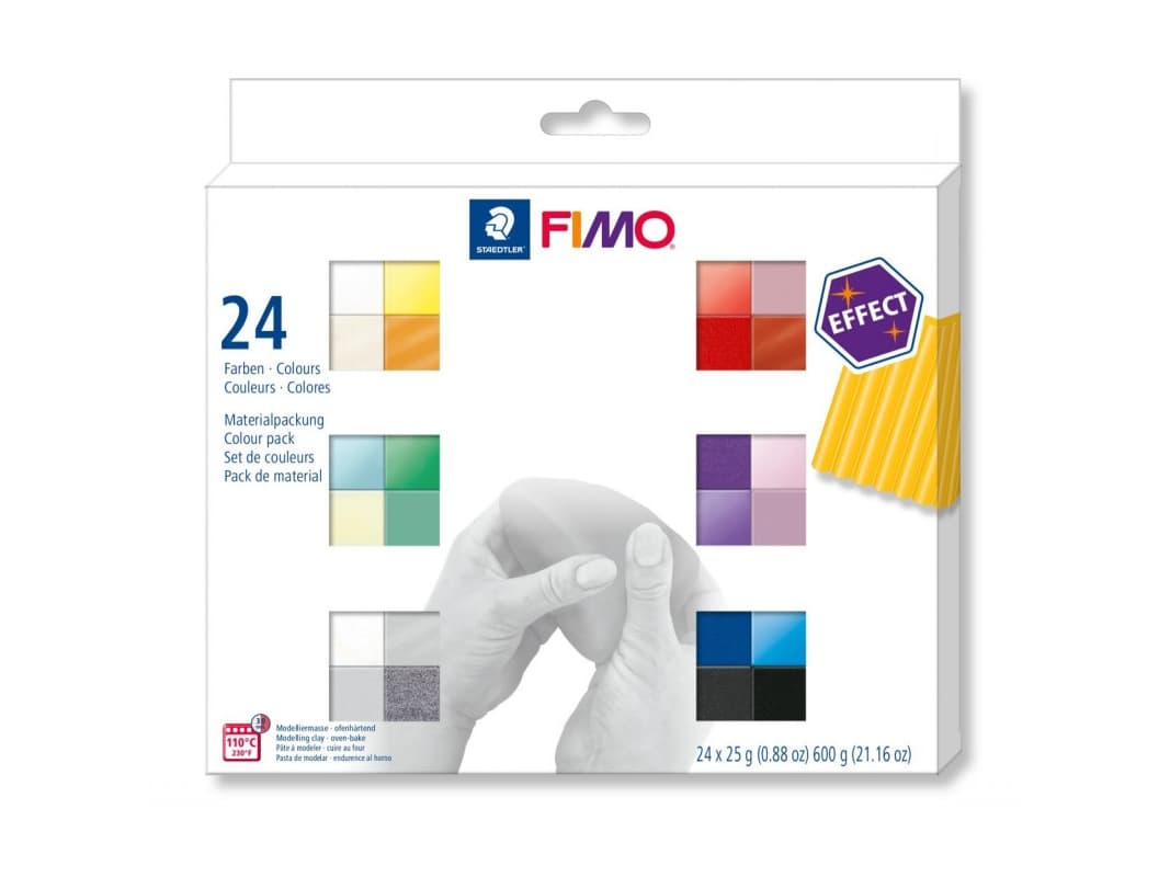 Staedtler FIMO 8013 C, Muotoilusavi, Musta, Sininen, Kupari, Kulta, Vihreä, Harmaa, Helmi, Vaaleanpunainen, Purppura, Punainen, Ruusu,..., 24 kpl, 24 väriä, 110 °C, 30 min