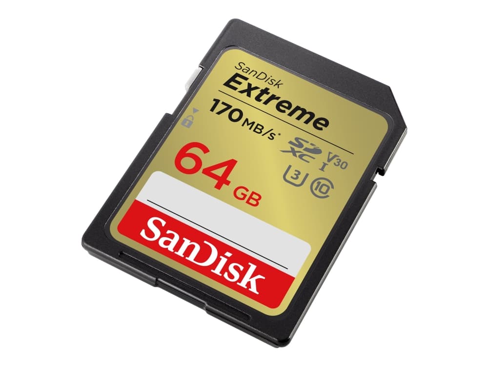 SanDisk Extreme - Flash-muistikortti - 64 GB - Videoluokka V30 / UHS-I U3 / Class10 - SDXC UHS-I