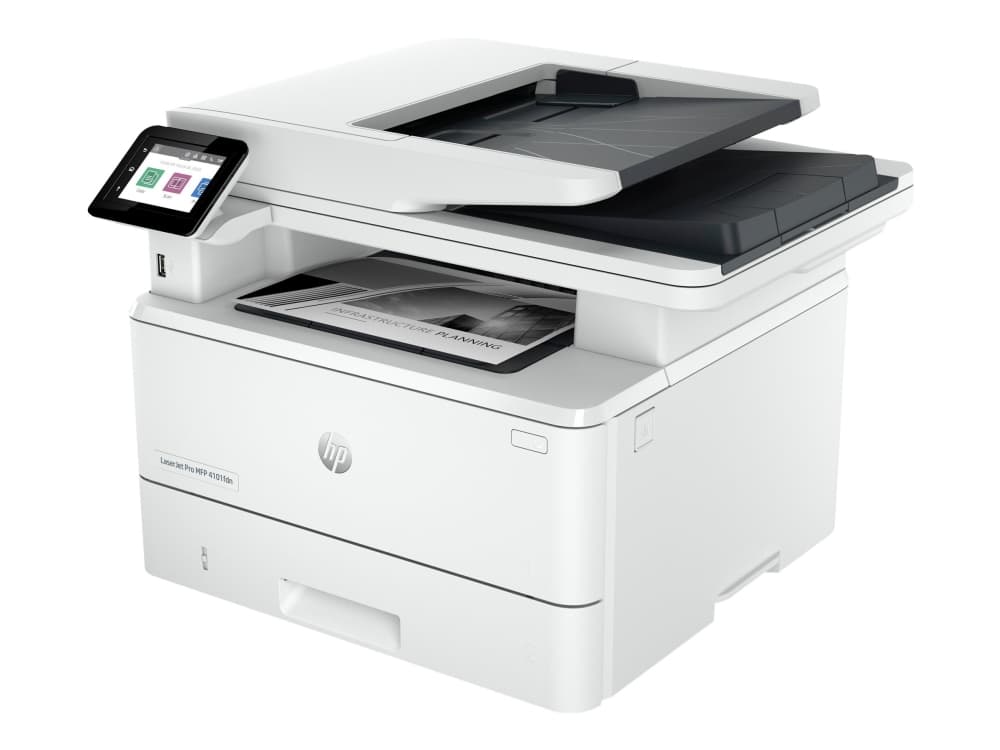 HP LaserJet Pro MFP 4102fdw -tulostin, Mustavalkoinen, Tulostin varten Pienet ja keskikokoiset yritykset, Tulosta, kop., skannaa, faksaa, Langaton Instant Ink -yhteensopiva tulostus älypuhelimelta tai tabletilta automaattinen asiakirjojen syöttö, Laser, Väritulostus, 1200 x 1200 DPI, A4, Suoratulostus, Valkoinen