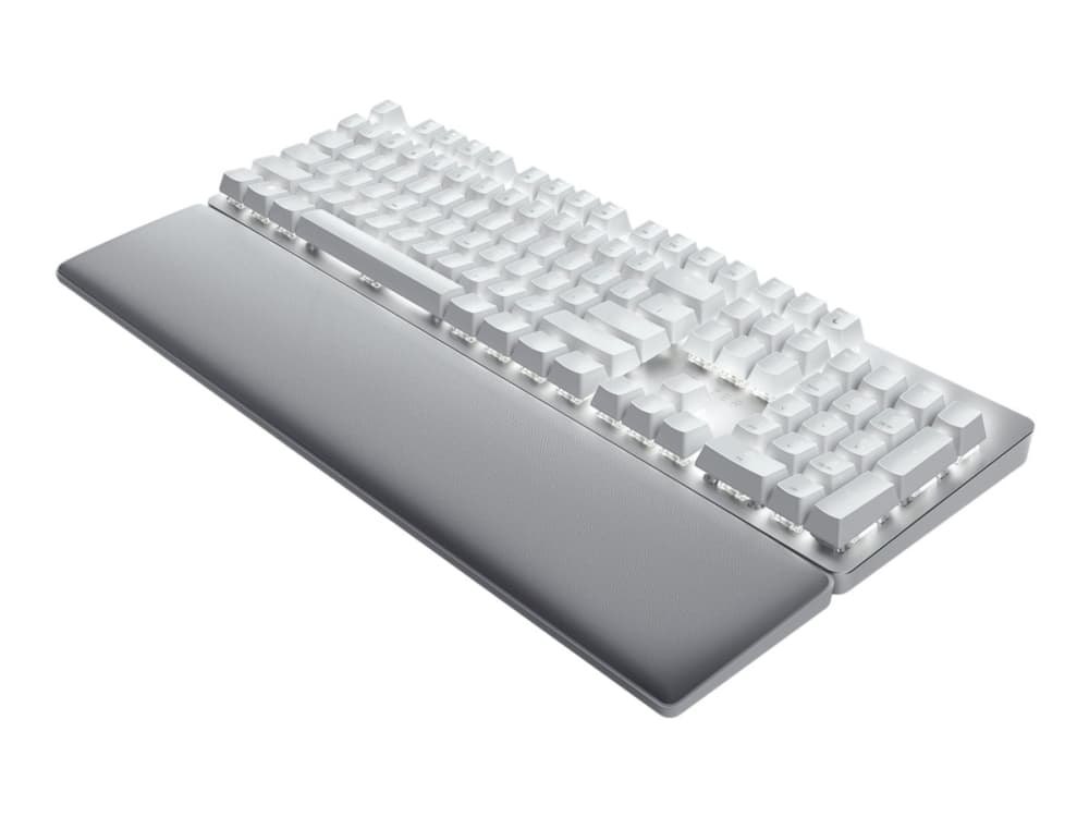 Razer Pro Type Ultra, Täysikokoinen (100 %), USB + RF Wireless + Bluetooth, Mekaaninen, QWERTY, LED, Hopea, Valkoinen