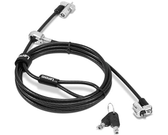 Kensington NanoSaver Twin Head Nano/MS 2.0 - Turvakaapelilukko - musta - 2,4 m - ThinkBook 14s Yoga G2 IAP ThinkPad L13 Yoga Gen 3 L14 Gen 3 P1 Gen 5 T14s Gen 3 ThinkPad L13 Yoga Gen 3