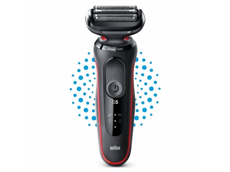 Braun Series 5 50-R1000s, Folie parranajokone, AutoSense, Knapper, Sort, Rød, LED, Batteri