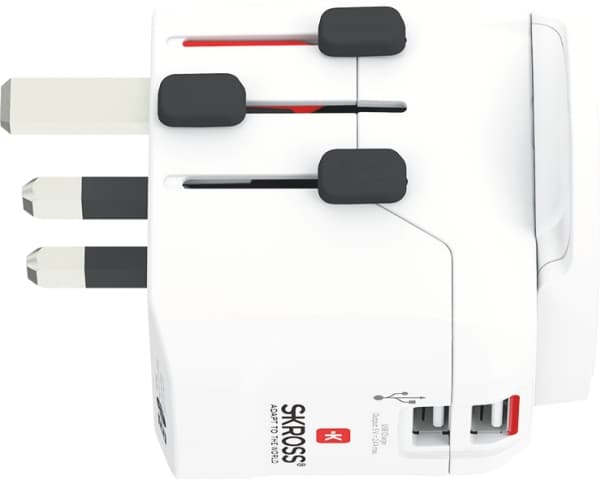 Skross PRO Light USB (2xA) - World, Universaali, Universaali, 100 - 250 V, 50 - 60 Hz, 6,3 A, Valkoinen