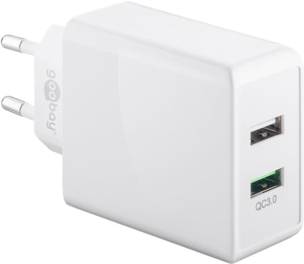 Laturi USB A 2-kertainen valkoinen QC3.0 USB-verkkovirtalähde, QC 3.0, 28W