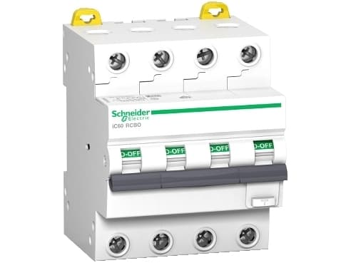 SCHNEIDER ELECTRIC Acti9 iC60 -yhdistelmäkytkin 4P, 16A, 415V, 30mA, 6kA, luokka A, C-ominaisuus, leveys 72 mm
