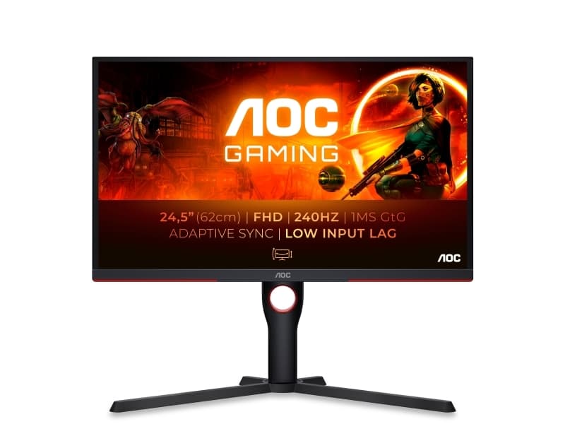 AOC | 25G3ZM/BK - G3-sarja - LED-näyttö - Peli - 24,5 (1920 x 1080) - @240Hz - VA-paneeli - 1MS | Musta/Punainen