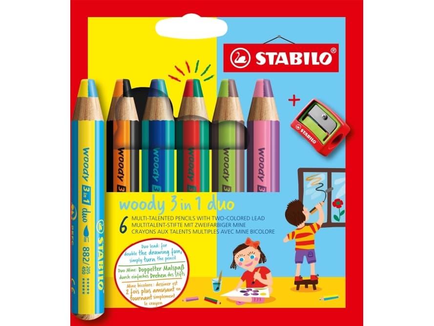 STABILO woody 3 in 1 duo, Monivärinen, 6 kpl