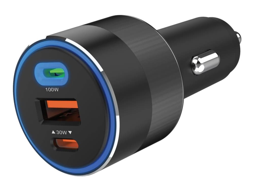Sandberg Active - Autovirtasovitin - 130 Watt - 3 lähtöliitäntää (USB, 24-nastainen USB-C)