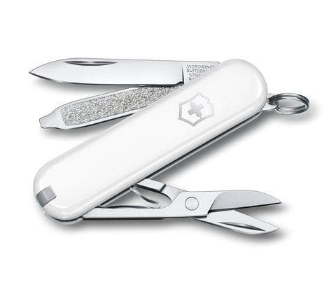 Victorinox 0.6223.7G, Lukittuvateräinen veitsi, Monityökaluveitsi, Drop point -terä, ABS-synteettinen, Valkoinen, 7 työkalua