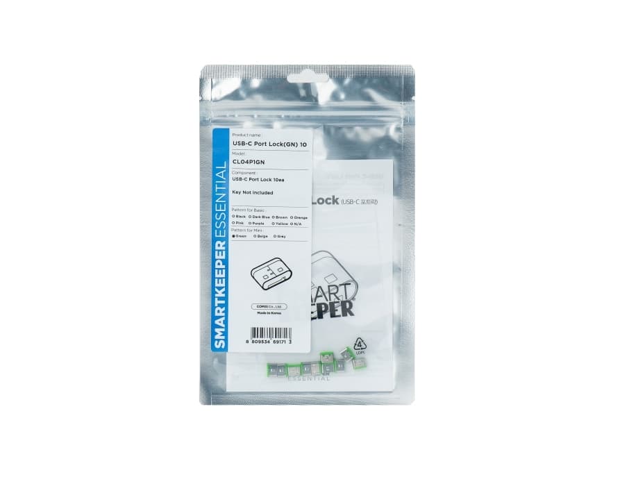 Smartkeeper CL04P1GN, Portin lukitsin, USB Type-C, Vihreä, Muovi, 10 kpl, Muovipussi