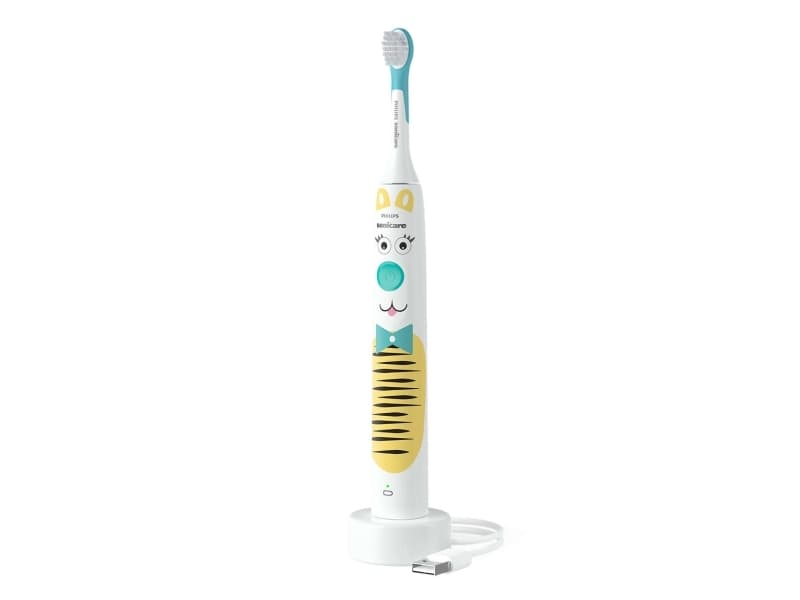 Philips For Kids Design a Pet Edition HX3601/01 Sähköhammasharja, Lapsi, Sonic-hammasharja, Pehmeä, Super sensitive, Sininen, Valkoinen, 4 x 30 s, Akku