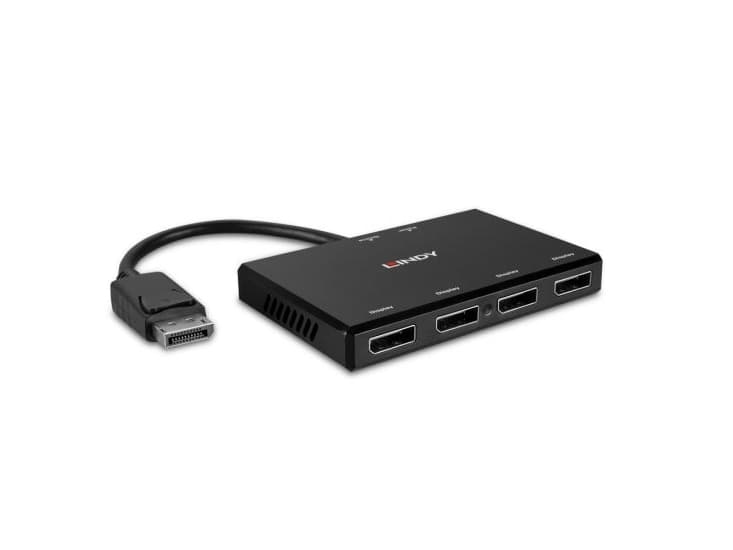 Lindy 38431, DisplayPort, 1920 x 1080 (HD 1080), 3840 x 2160, Sort, Acrylonitrilbutadienstyren, CE, UKCA, FCC, RoHS ja REACH, USB