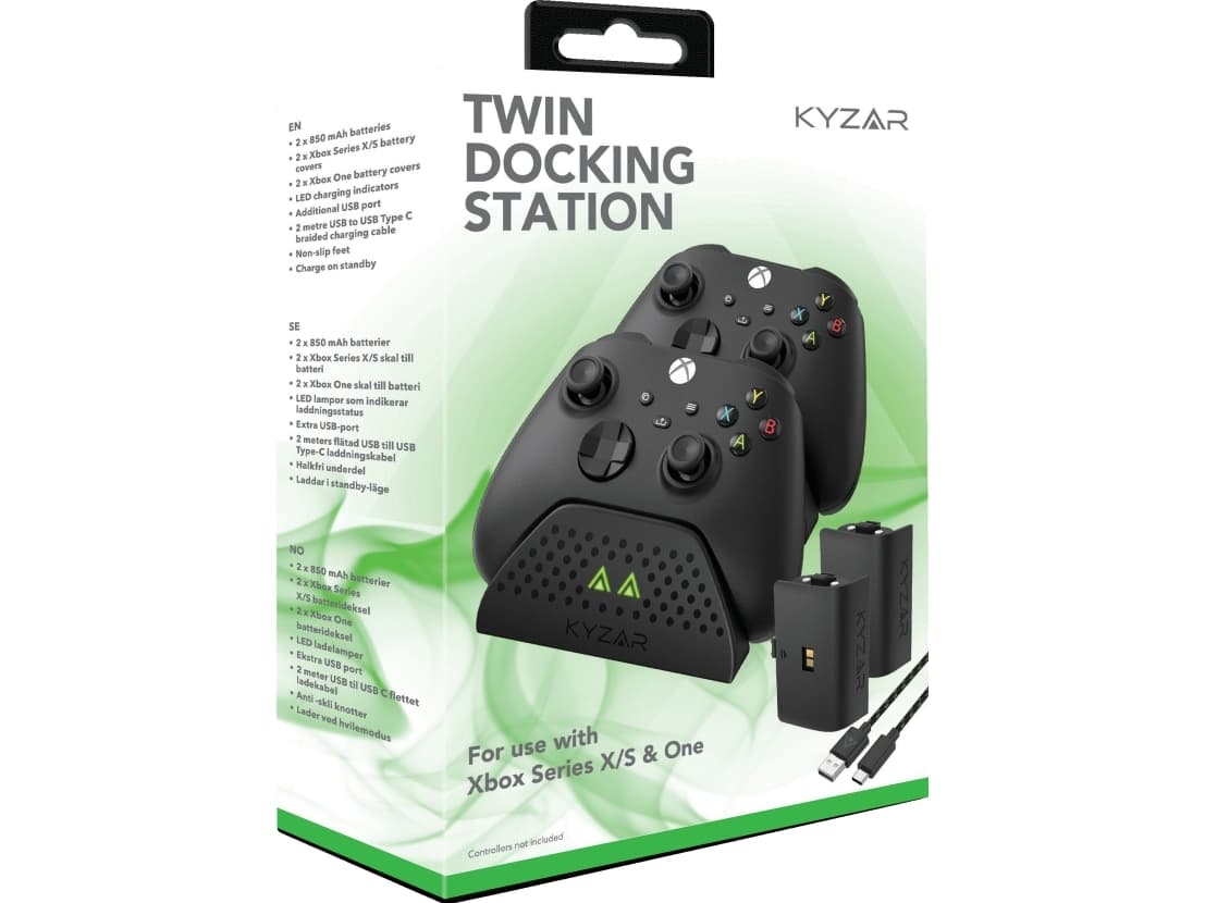 Kyzar Twin Docking Station Xbox Series X/S:lle - Pelikonsolin tarvikkeet - Microsoft Xbox One