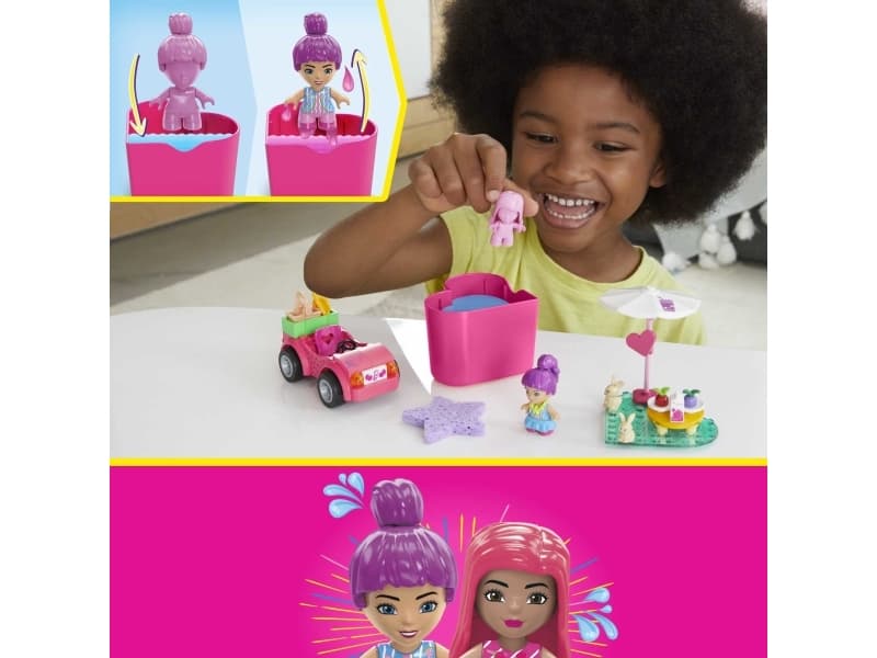 Mattel MEGA Barbie MEGA Barbie MEGA Barbie Color Reveal muunneltava nukke - Iloinen palikoiden matka HKF90