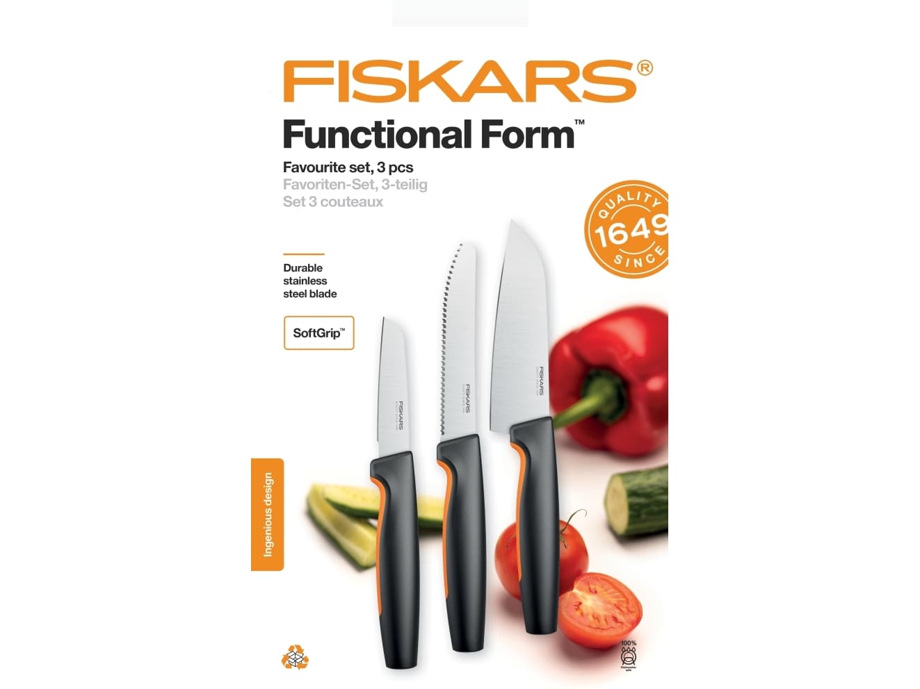 Fiskars Functional Form Favourite 3-osainen veitsisarja 1057556