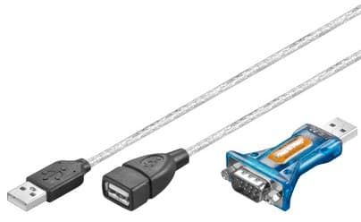 Goobay 95436, Läpinäkyvä, 1,5 m, USB A-tyyppi, RS-232, Uros, Uros