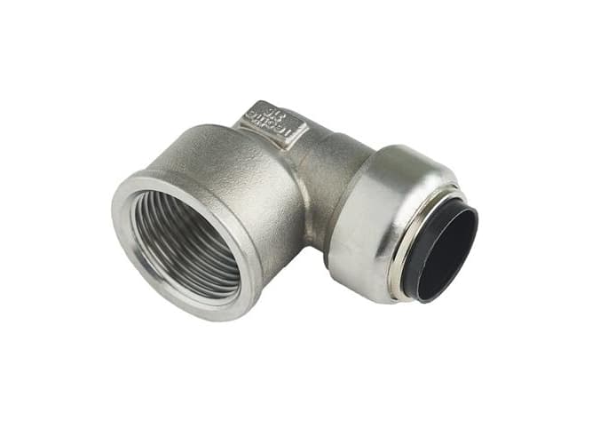 Roth vinkel 90° 18 mm x 34 muffe rustfri stål muffe rustfri stål