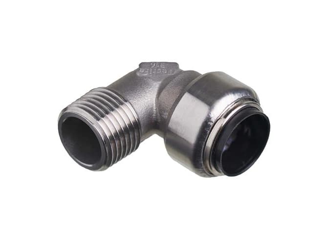 Roth vinkel 90° 15 mm x 12 nippel rustfri stål