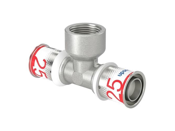 UPONOR S-PRESS PLUS tee reduceret m/muffe 25x3/4 FT-25