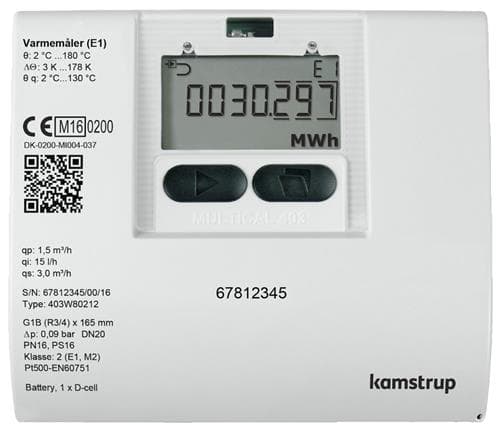 Varmemåler MULTICAL® 403 1,5M³/H / 110mm / 3/4 med batteri for returmontage