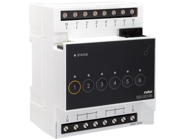 Niko Home Controlin relemoduuli kuudelle eri virtapiirille
