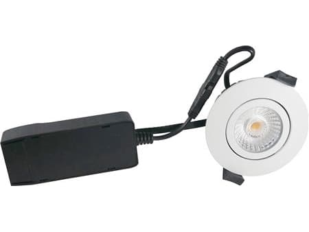 NORDTRONIC Low Profile ECO LED 6W 220-240V 420 lumen 2700K CRI> 90 kipvinkel 36° IP54, Mat Hvid, Pyöreä, Mat Hvid, pyöreä