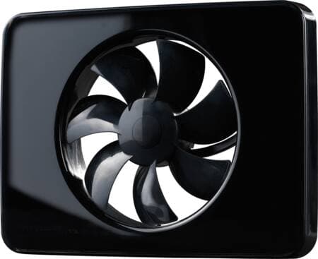 FRESH Ventilator Intellivent® 2.0, sort med flere funktioner for tids,- hastigheds- og fugtstyring. Max. 134 m³/h, ø105-130 mm, IP44.