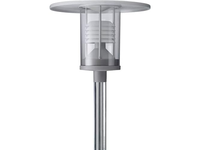 PHILIPS Grandeville LED-pysäköintivalaisin 830, valkoinen lamellihajotin, Ø250 mm, Ø60/70 mm mastoon, alu, exl. harmaa valokatos Ø600 mm.