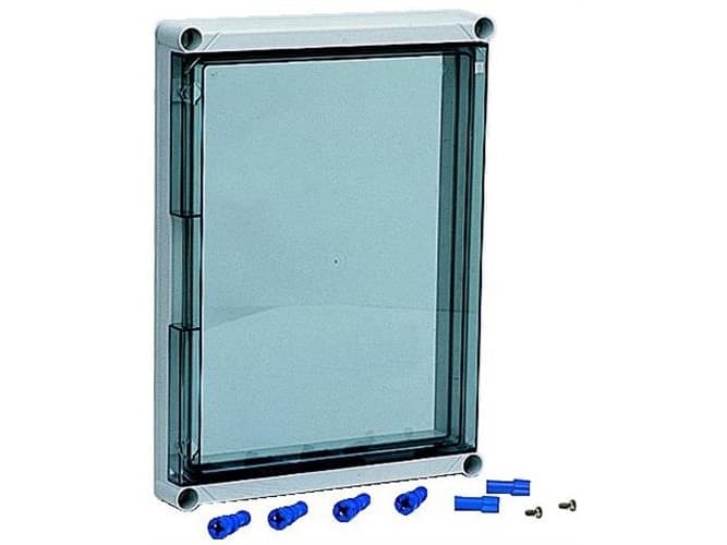 FIBOX Saranoitu kansi EKIN4305HT, polykarbonaatti 440 x 320 x 50 mmKxSxKxK Läpinäkyvä sis. ruuvit EKIN 43:lle