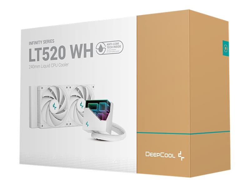 DeepCool LT520 WH, All-in-one-nesteenjäähdytin, 12 cm, 85,85 cfm, Valkoinen
