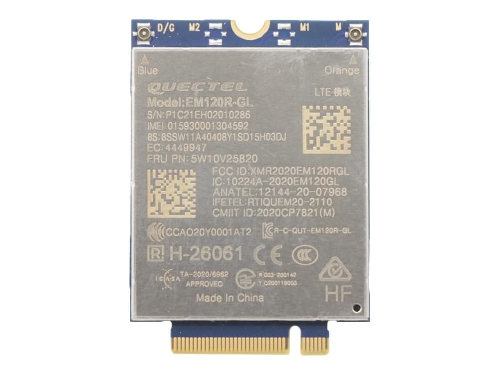 Quectel EM120R-GL - Langaton mobiilimodeemi - 4G LTE Advanced - M.2-kortti - 600 Mbps - FRU