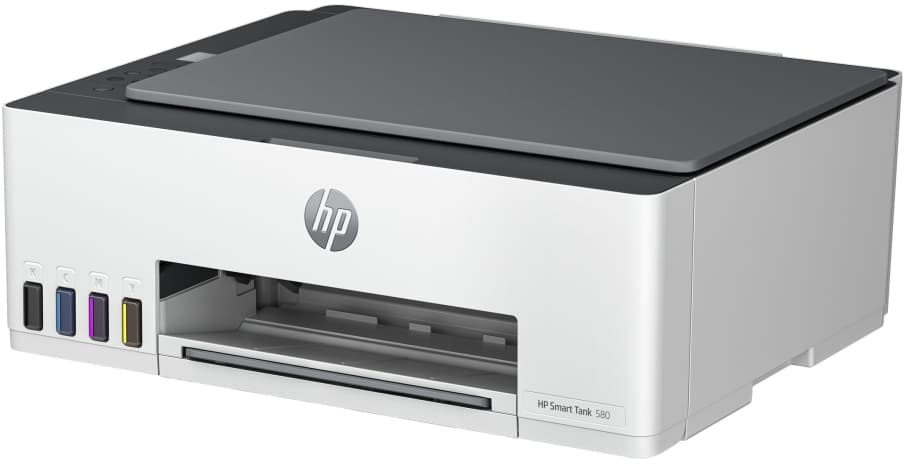 HP Smart Tank 580 All-in-One Printer, Home and home office, Print, copy, scan, Wireless High-volume printer tank Print from phone or tablet Scan to PDF, Lämpömustesuihkutulostin, Väritulostus, 4800 x 1200 DPI, A4, Suoratulostus, Valkoinen