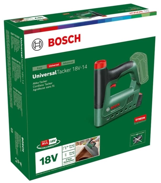 Bosch Kodin ja puutarhan UniversalTacker 18V-14 06032A7000 Akkukäyttöinen nitoja Nitomatyyppi Tyyppi 53 Nitoman pituus 6 - 14 mm ilman akkua