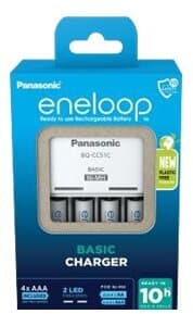 Panasonic eneloop Basic BQ-CC51 - Akkulaturi - muoviton - (4xAA/AAA:lle) 4 x AAA - NiMH - 800 mAh (Europlug)