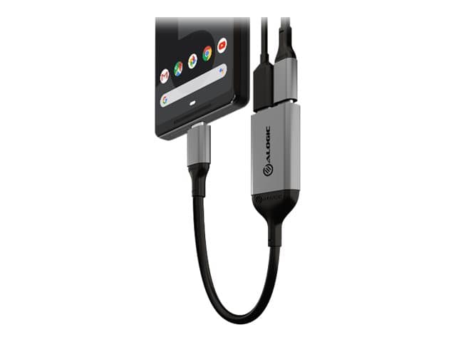ALOGIC UL2CAPW-SGR, USB 3.2 Gen 1 (3.1 Gen 1) Type-C, USB 3.2 Gen 1 (3.1 Gen 1) Type-C, Harmaa, 100 W, 0,1 m, 27 mm