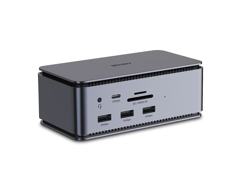 Lindy 43372, telakointi, USB4, 100 W, 3,5 mm, 1000 Mbit/s, Anthracit